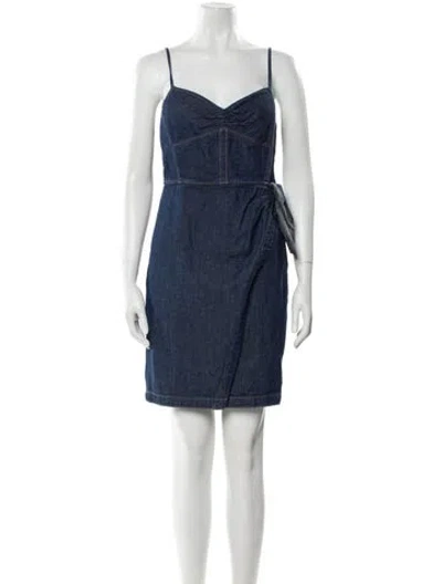 Pre-owned La Vie Rebecca Taylor V-neck Mini Dress In Blue