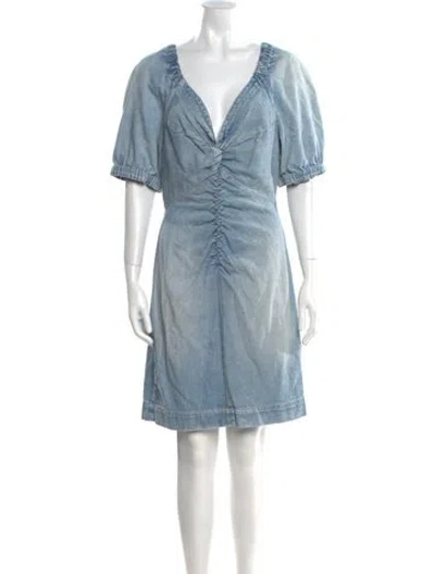 Pre-owned La Vie Rebecca Taylor V-neck Mini Dress In Blue