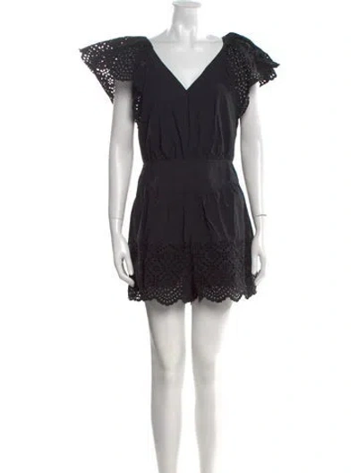 Pre-owned La Vie Rebecca Taylor V-neck Romper In Black