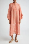 La Vie Style House Damask Cover-up Caftan In Orange