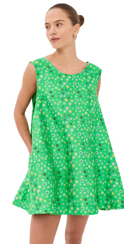La Vie Style House Floral Brocade Pleat Dress Green & Multi