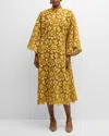 La Vie Style House Floral Lace Cover-up Caftan In Yellow
