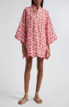 LA VIE STYLE HOUSE FLORAL EMBROIDERED COVER-UP MINI CAFTAN