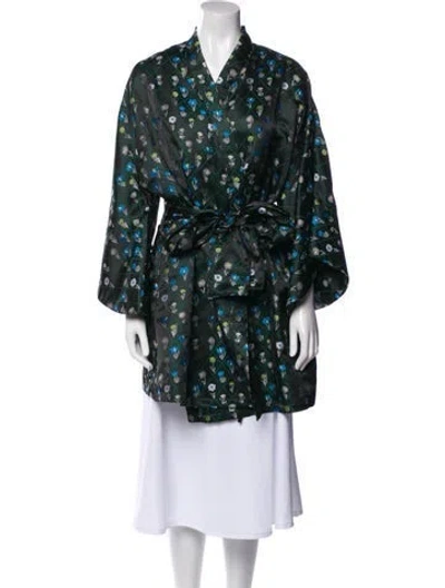 Pre-owned La Vie Style House Floral Print Coat In Black