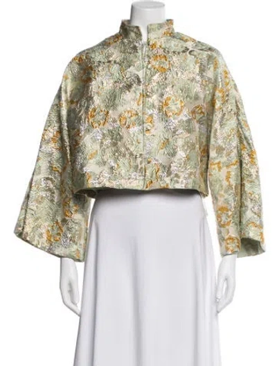 Pre-owned La Vie Style House Floral Print Jacket In Green
