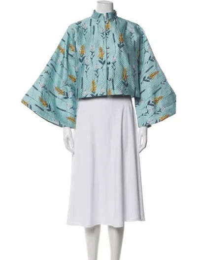 Pre-owned La Vie Style House Floral Print Jacket W/ Tags In Blue