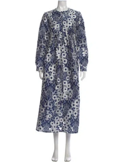 Pre-owned La Vie Style House Floral Print Long Dress In Blue