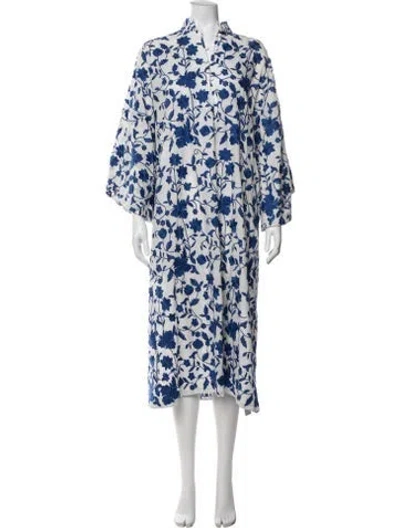 Pre-owned La Vie Style House Floral Print Long Dress In Blue