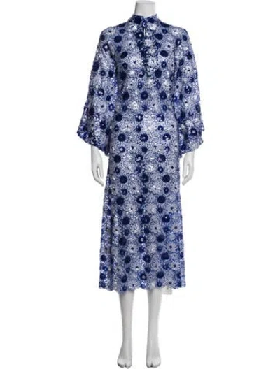 Pre-owned La Vie Style House Floral Print Long Dress W/ Tags In Blue
