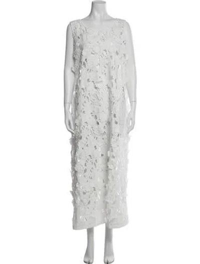 Pre-owned La Vie Style House Floral Print Long Dress In White