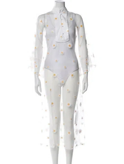 Pre-owned La Vie Style House Floral Print Long Dress In White