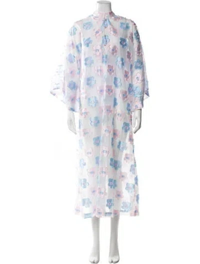 Pre-owned La Vie Style House Floral Print Long Dress In White