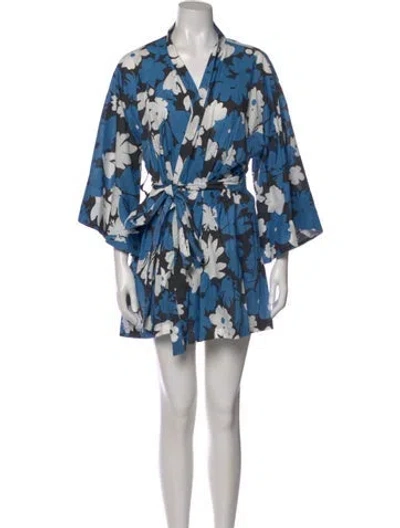 Pre-owned La Vie Style House Floral Print Mini Dress In Blue