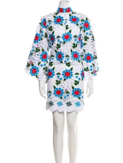 Pre-owned La Vie Style House Floral Print Mini Dress In Blue