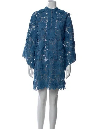 Pre-owned La Vie Style House Floral Print Mini Dress In Blue