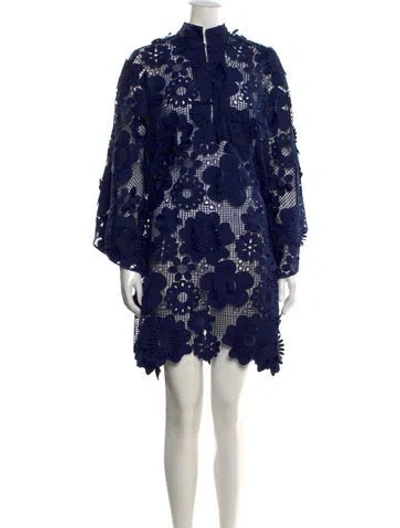 Pre-owned La Vie Style House Floral Print Mini Dress In Blue