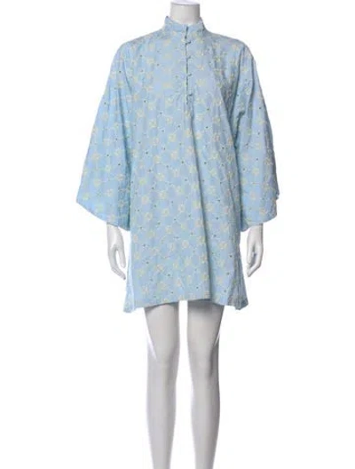 Pre-owned La Vie Style House Floral Print Mini Dress In Blue