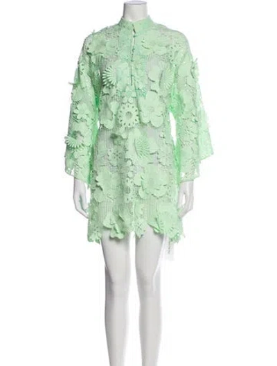 Pre-owned La Vie Style House Floral Print Mini Dress In Green