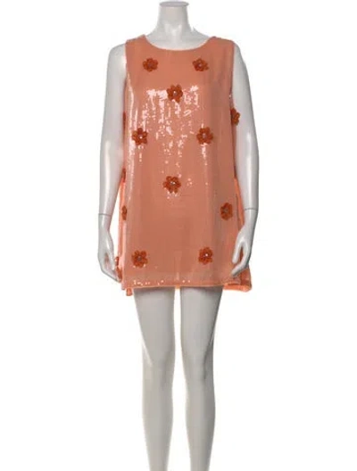 Pre-owned La Vie Style House Floral Print Mini Dress In Orange