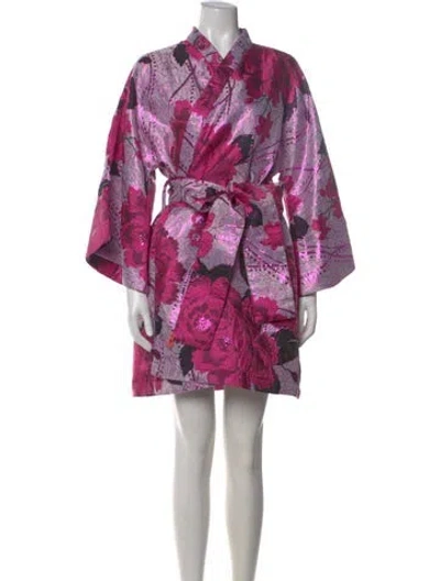 Pre-owned La Vie Style House Floral Print Mini Dress In Pink