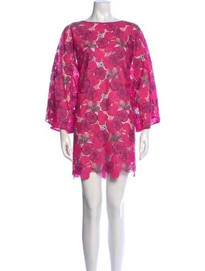 Pre-owned La Vie Style House Floral Print Mini Dress In Pink