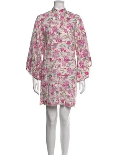 Pre-owned La Vie Style House Floral Print Mini Dress In Pink