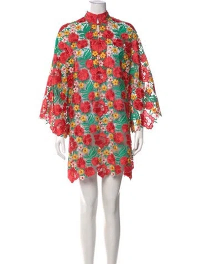 Pre-owned La Vie Style House Floral Print Mini Dress In Red