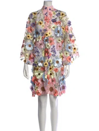 Pre-owned La Vie Style House Floral Print Mini Dress In Transparent