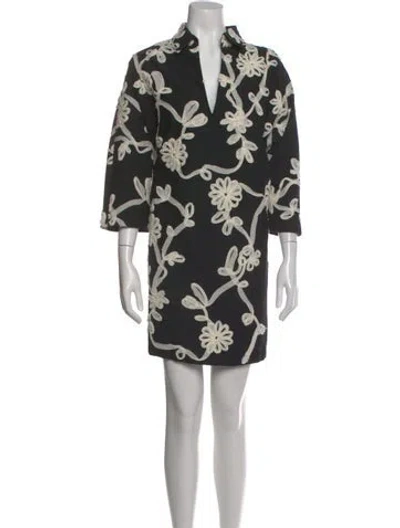 Pre-owned La Vie Style House Floral Print Mini Dress W/ Tags In Black