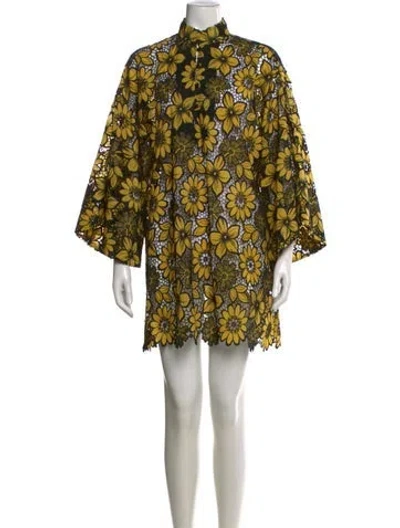 Pre-owned La Vie Style House Floral Print Mini Dress W/ Tags In Yellow
