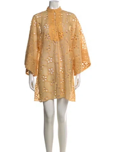 Pre-owned La Vie Style House Floral Print Mini Dress W/ Tags In Yellow