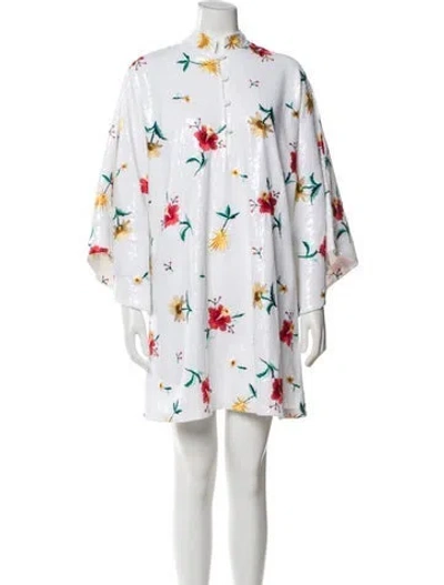 Pre-owned La Vie Style House Floral Print Mini Dress In White