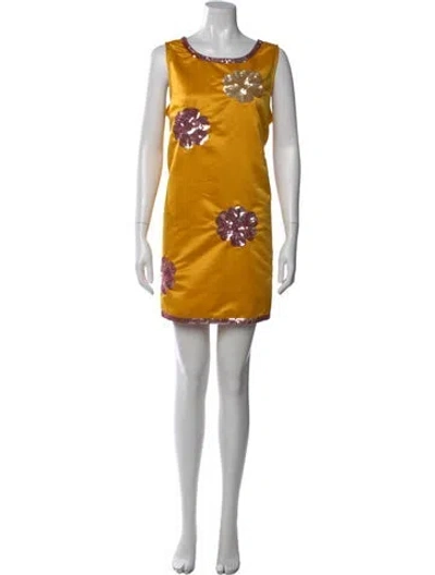 Pre-owned La Vie Style House Floral Print Mini Dress In Yellow