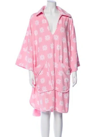 Pre-owned La Vie Style House Floral Print Robe In Pink