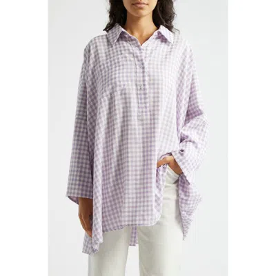 La Vie Style House Gingham Check Oversize Shirt In Purple