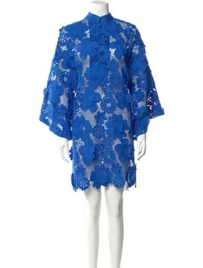 Pre-owned La Vie Style House Lace Pattern Knee-length Dress In Blue