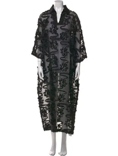 Pre-owned La Vie Style House Lace Pattern Long Dress In Black