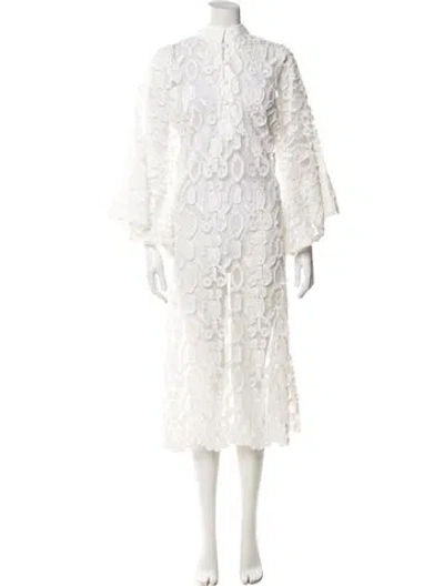 Pre-owned La Vie Style House Lace Pattern Long Dress In White