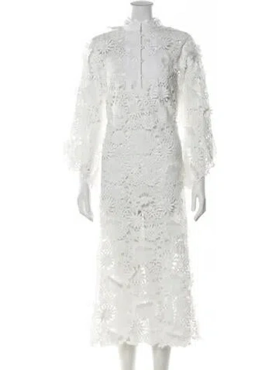 Pre-owned La Vie Style House Lace Pattern Long Dress In White