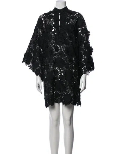Pre-owned La Vie Style House Lace Pattern Mini Dress In Black