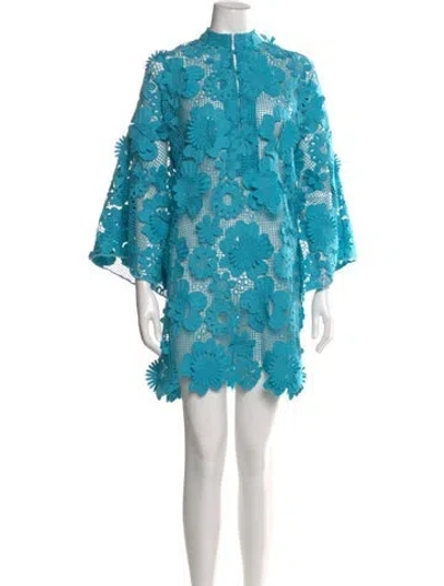 Pre-owned La Vie Style House Lace Pattern Mini Dress In Blue