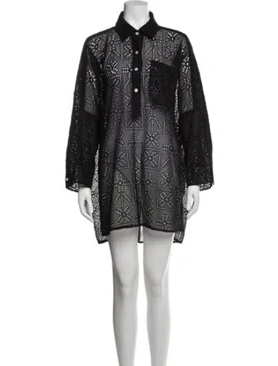 Pre-owned La Vie Style House Lace Pattern Mini Dress In Blue