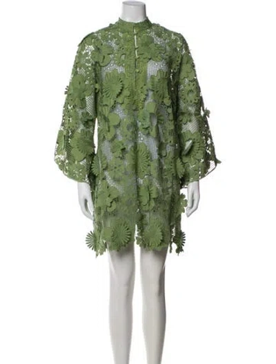 Pre-owned La Vie Style House Lace Pattern Mini Dress In Green