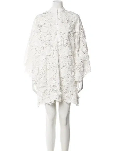 Pre-owned La Vie Style House Lace Pattern Mini Dress In White