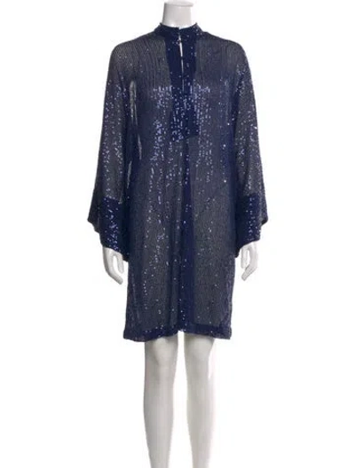 Pre-owned La Vie Style House Mock Neck Mini Dress W/ Tags In Blue