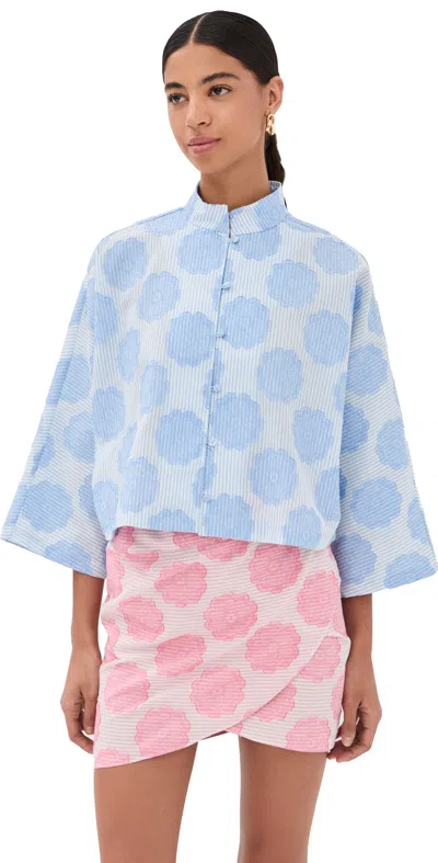 La Vie Style House Mod Flower Blue Everyday Shirt Blue