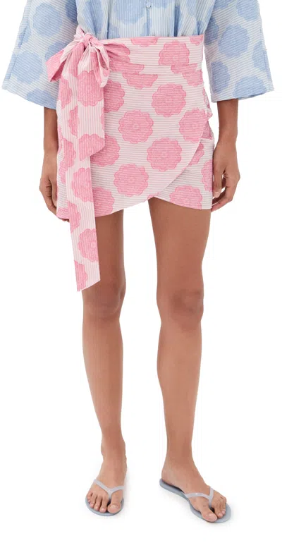 La Vie Style House Mod Flower Pink Mini Wrap Skirt Pink