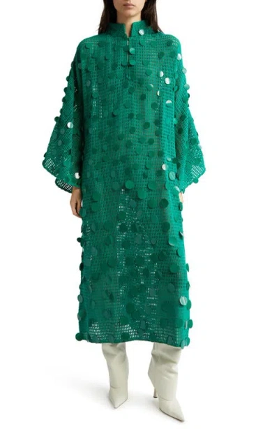 La Vie Style House Net Bangle Cover-up Maxi Caftan In Green