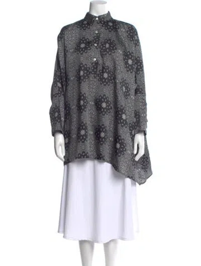 Pre-owned La Vie Style House Paisley Print Long Sleeve Blouse In Multi