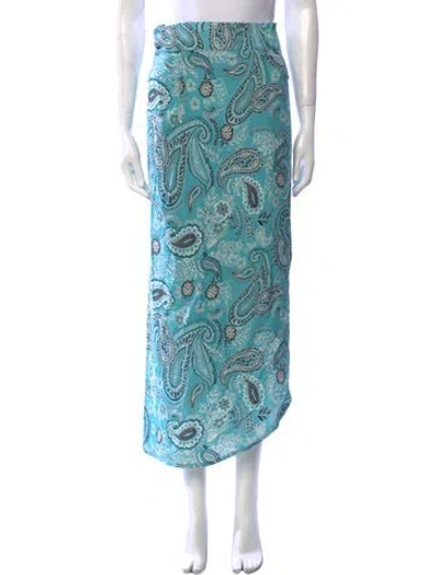 Pre-owned La Vie Style House Paisley Print Midi Length Skirt W/ Tags In Blue